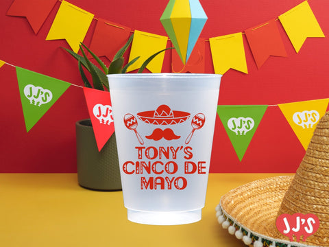 Mr. Cinco de Mayo Fiesta Custom Frosted Cups - JJ's Party House: Custom Party Favors, Napkins & Cups