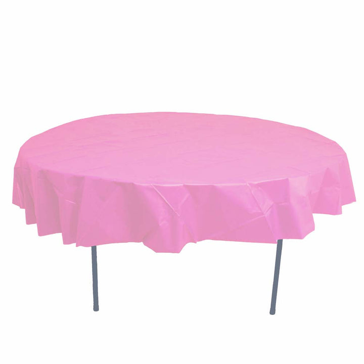 Pink 84" Round Plastic Table Cover