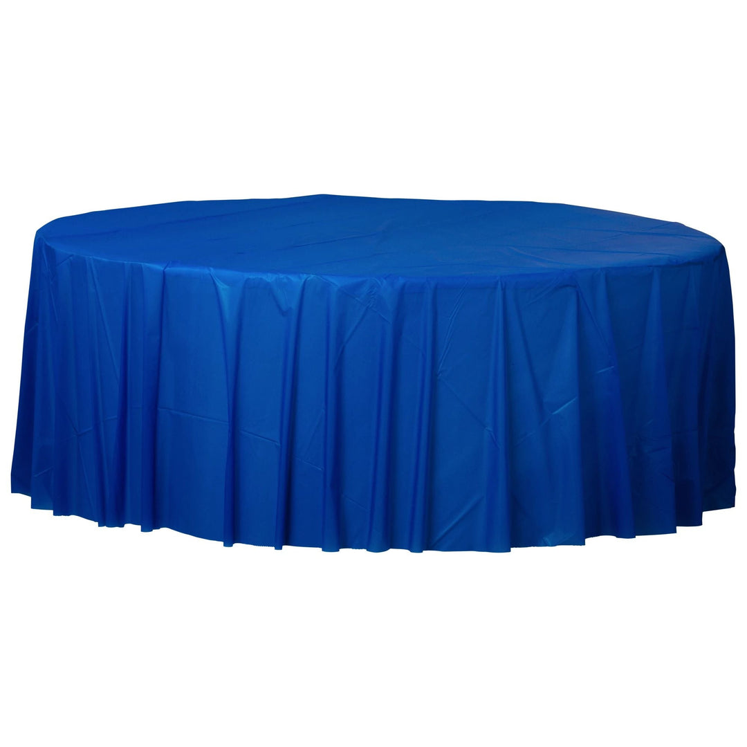 Navy Blue 84" Round Plastic Table Cover - JJ's Party House: Birthday, Balloons & Custom Party Favors