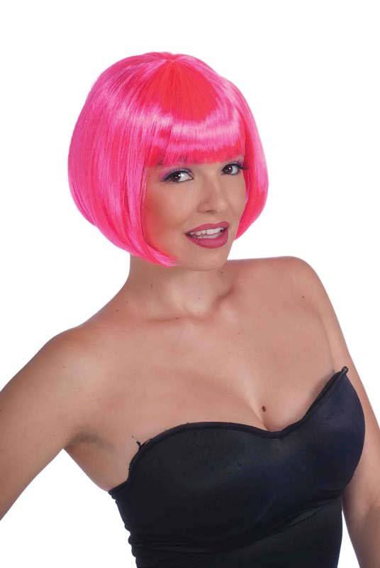 Neon Pink Bob Wig - JJ's Party House