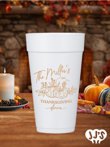 Family Feast Thanksgiving Custom Foam Cups