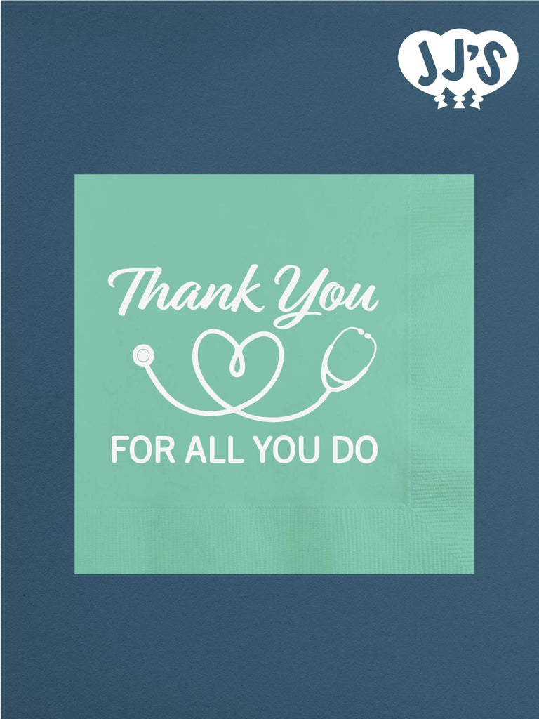 Nurses Week Napkins: Thank You For All You Do Custom Napkins - JJ's Party House: Custom Party Favors, Napkins & Cups