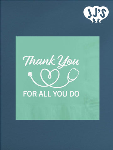 Nurses Week Napkins: Thank You For All You Do Custom Napkins - JJ's Party House: Custom Party Favors, Napkins & Cups