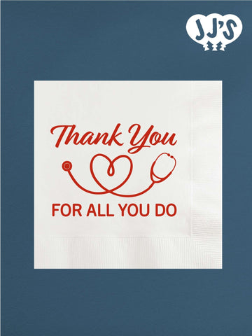 Nurses Week Napkins: Thank You For All You Do Custom Napkins - JJ's Party House: Custom Party Favors, Napkins & Cups