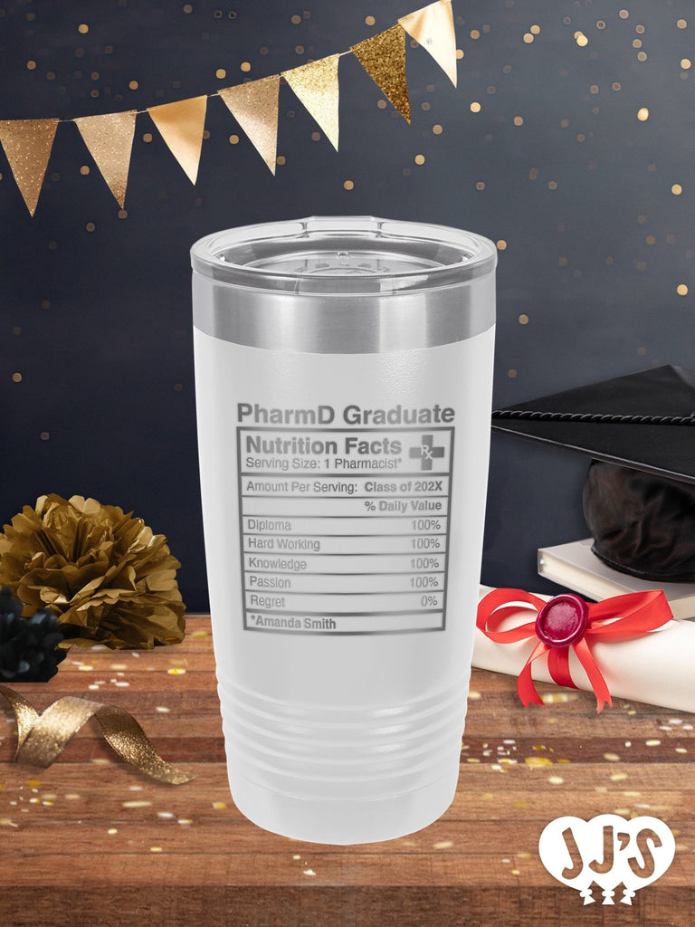 Nutrition Facts PharmD Pharmacy School Graduation Personalized Tumbler - JJ's Party House: Birthday,Balloons,Favors,Gifts