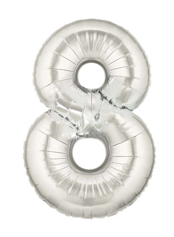 Silver Number 8 Balloon 34''