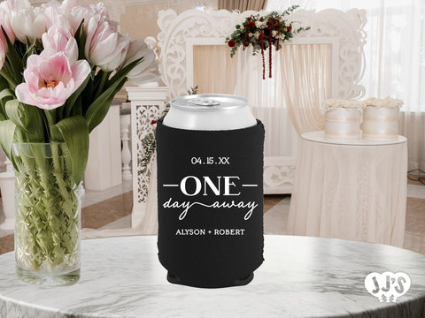 One Day Away D2 Wedding Can Coolers - JJ's Party House: Custom Party Favors, Napkins & Cups