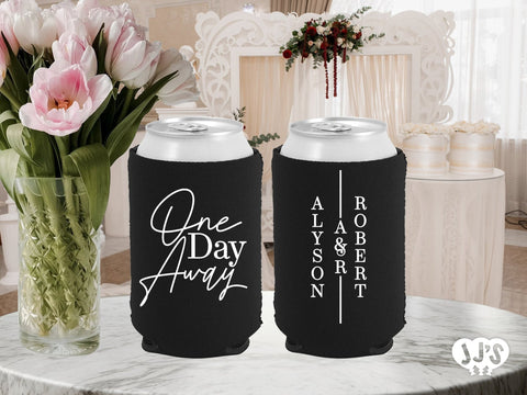 One Day Away Wedding Can Coolers - JJ's Party House: Custom Party Favors, Napkins & Cups