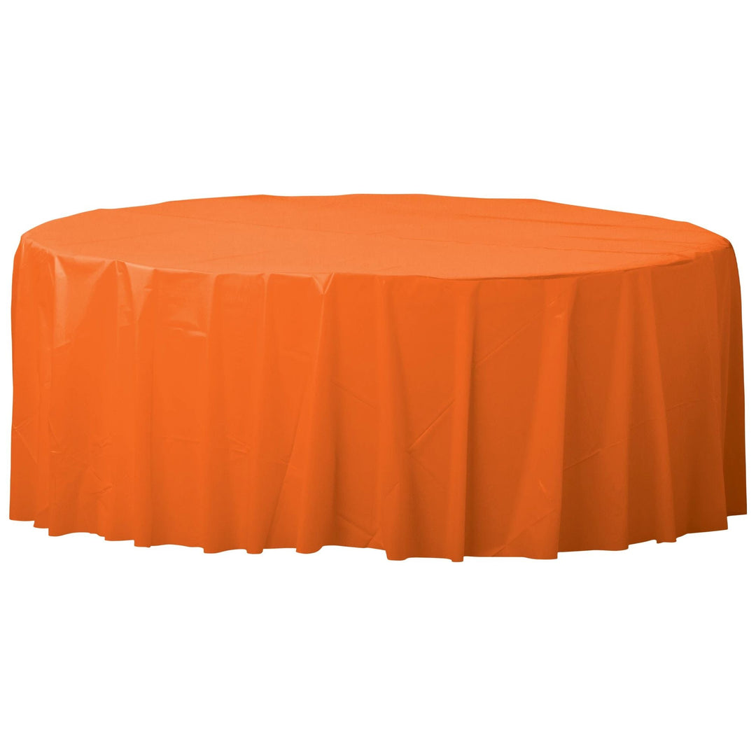 Orange Tangerine 84" Round Plastic Table Cover - JJ's Party House: Birthday, Balloons & Custom Party Favors