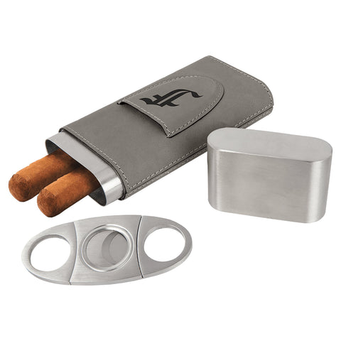 Personalized Grey Cigar Case & Cutter Set - JJ's Party House: Custom Party Favors, Napkins & Cups