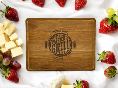 Personalized Grill Master Walnut Cutting Board - JJ's Party House: Birthday, Balloons & Custom Party Favors