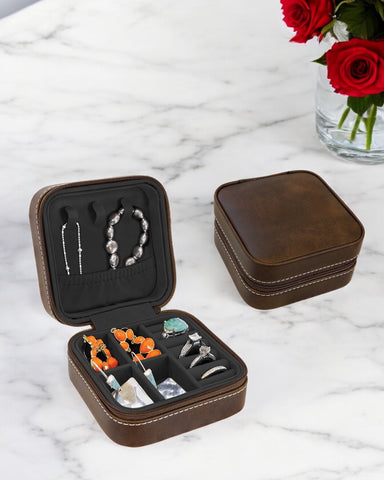 Personalized Leather Travel Jewelry Box - JJ's Party House: Birthday, Balloons & Custom Party Favors