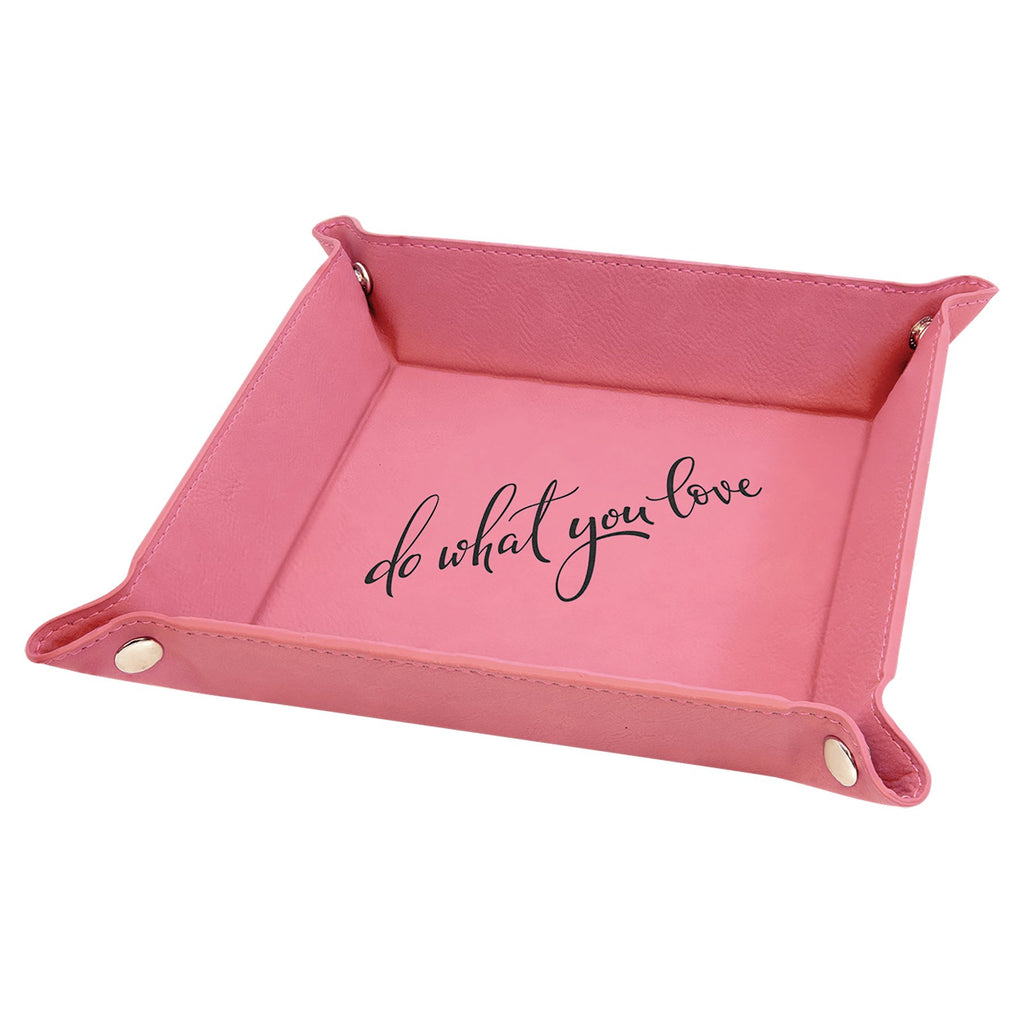 Personalized Pink Leatherette Tray with Snaps 6