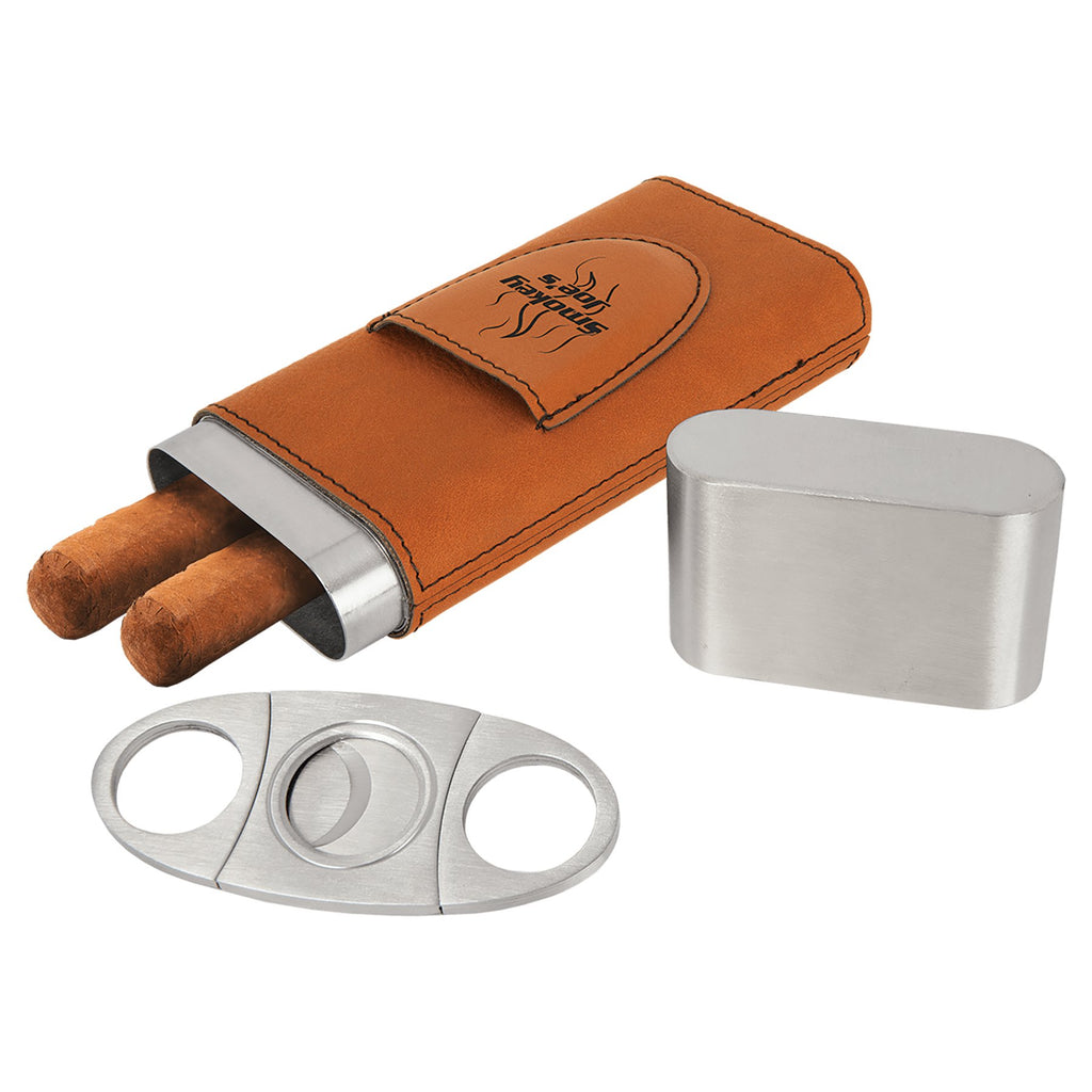 Personalized Rawhide Cigar Case & Cutter Set - JJ's Party House: Custom Party Favors, Napkins & Cups