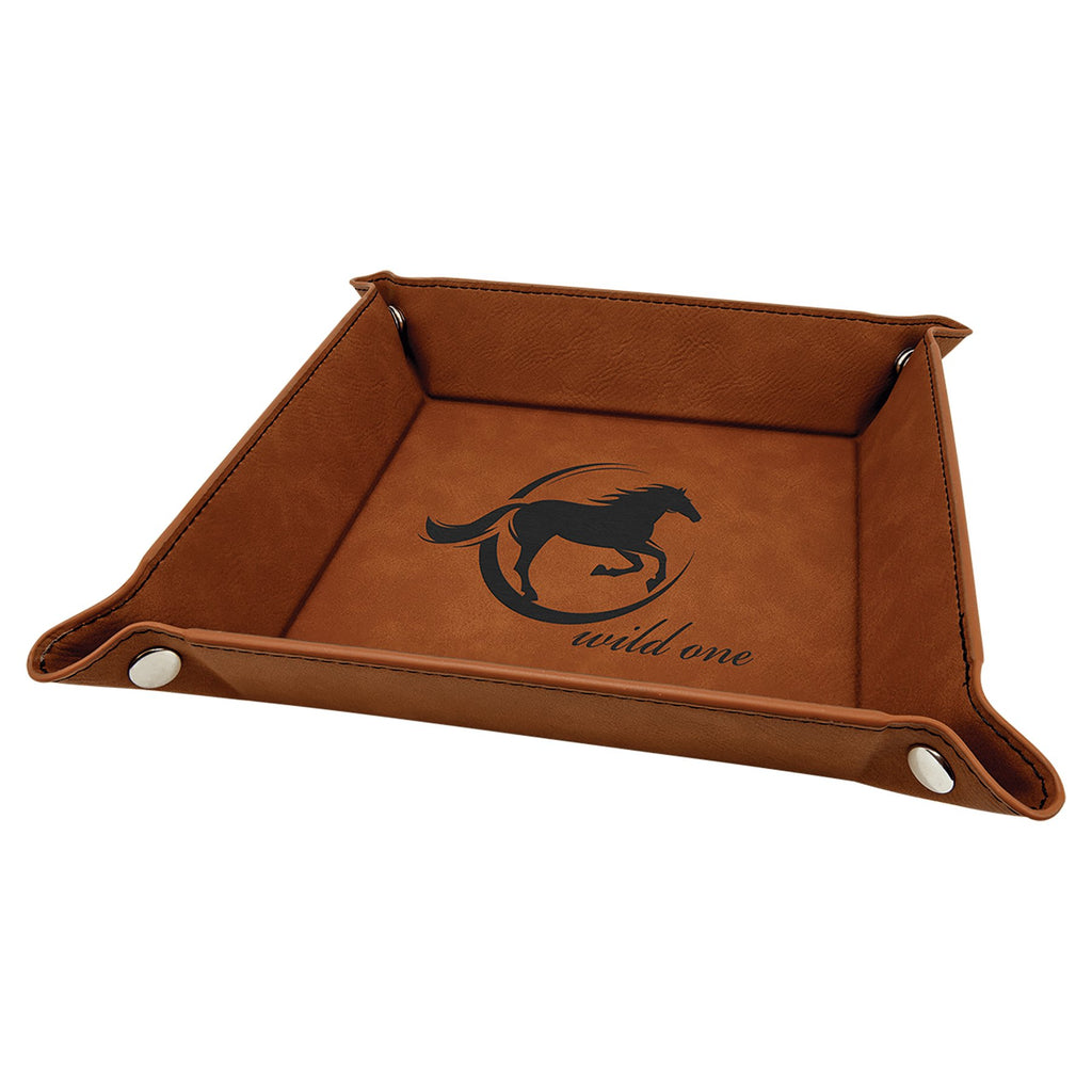 Personalized Rawhide Leatherette Tray with Snaps 6