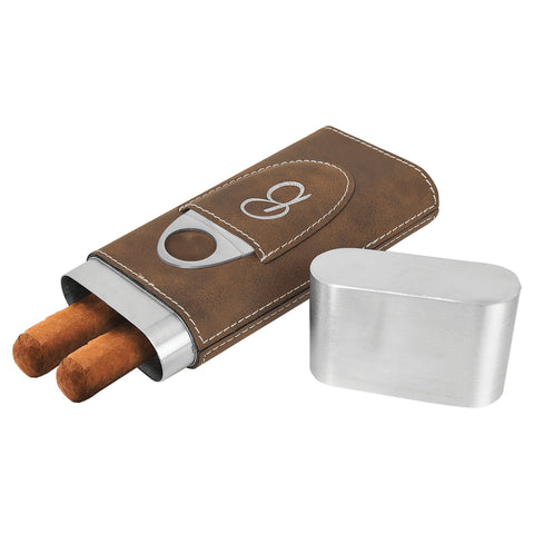 Personalized Rustic & Silver Cigar Case & Cutter Set - JJ's Party House: Custom Party Favors, Napkins & Cups