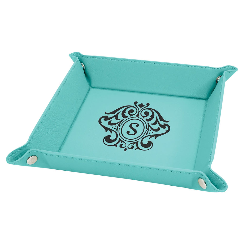 Personalized Teal Leatherette Tray with Snaps 6
