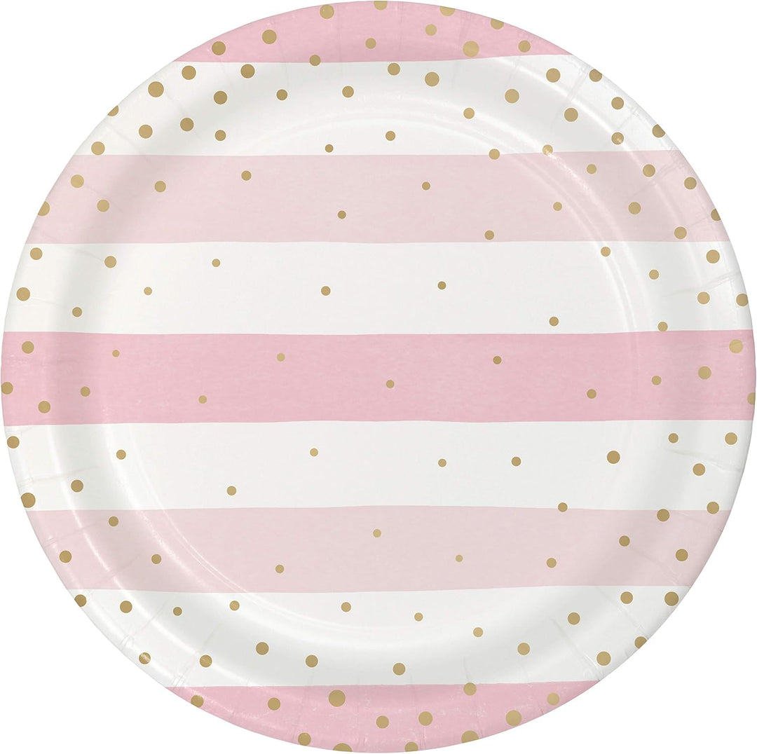 Pink and Gold Celebration 9" Lunch Plates 8ct - JJ's Party House McAllen, TX