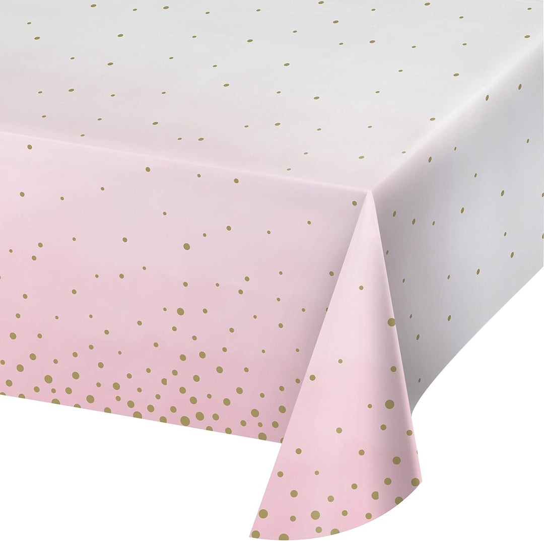 Pink and Gold Paper Table Cover 54"x102" - JJ's Party House McAllen, TX