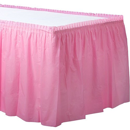 Pink Plastic Table Skirt 29In X 14Ft - JJ's Party House: Birthday, Balloons & Custom Party Favors