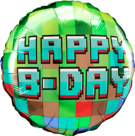 Pixel Party Birthday Mylar Balloon, 18