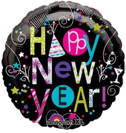 Playful Happy New Year Mylar Balloon 18" - JJ's Party House: Birthday, Balloons & Custom Party Favors