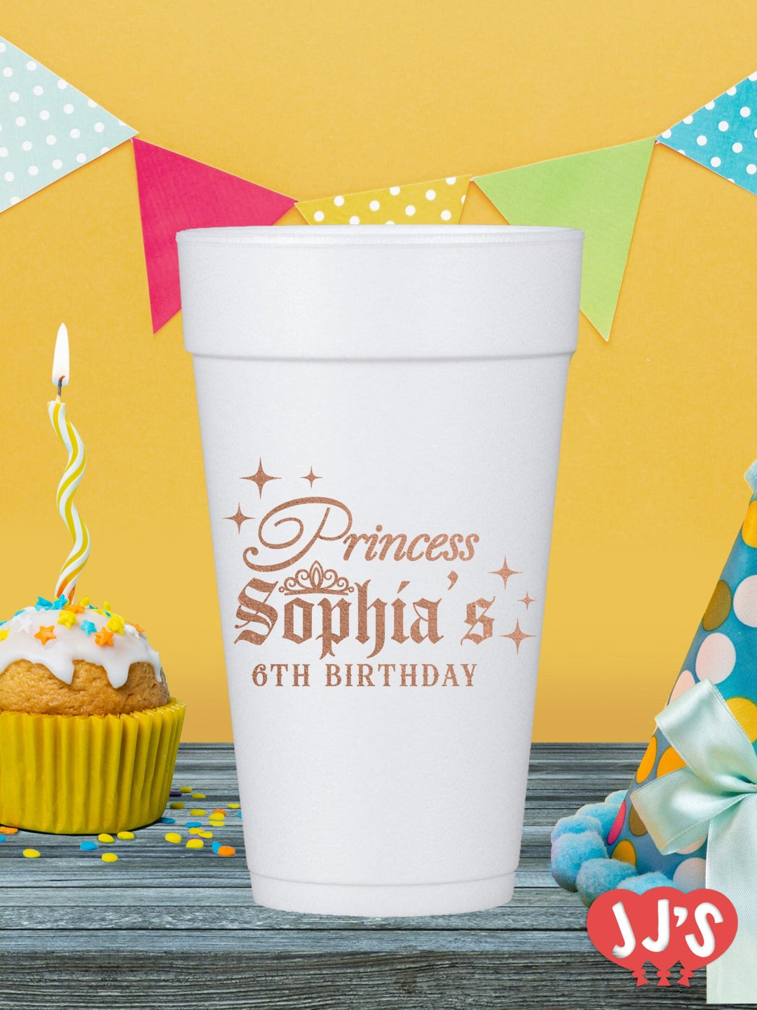 Pretty Princess Birthday Theme Custom Foam Cups - JJ's Party House: Custom Party Favors, Napkins & Cups