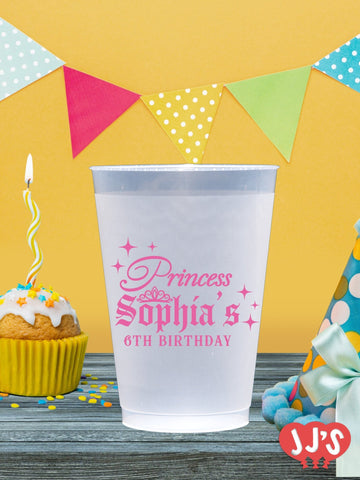 Pretty Princess Birthday Theme Custom Frosted Cups - JJ's Party House: Custom Party Favors, Napkins & Cups