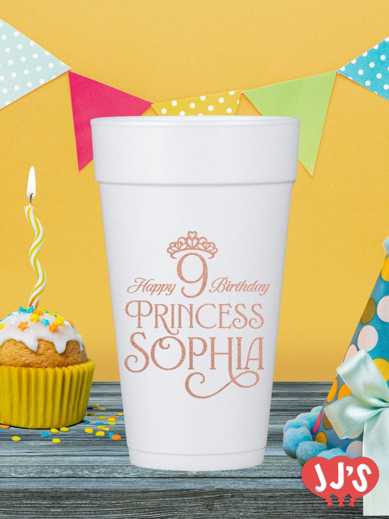 Princesses and Tiaras Birthday Custom Foam Cups - JJ's Party House: Custom Party Favors, Napkins & Cups