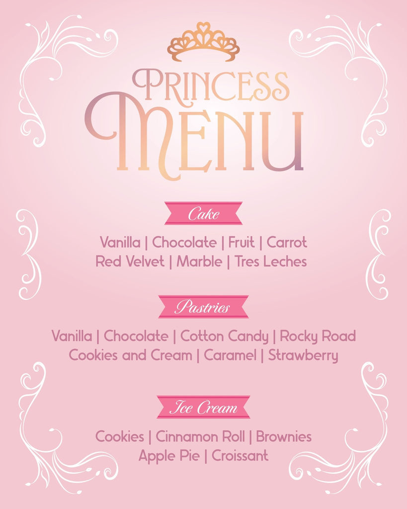 Princesses and Tiaras Birthday Dessert Table Sign - JJ's Party House: Custom Party Favors, Napkins & Cups
