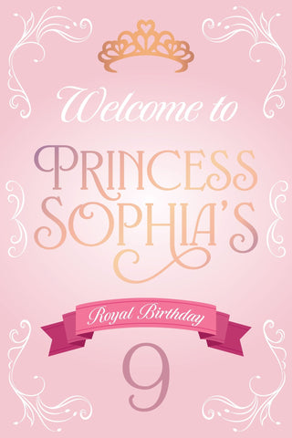Princesses and Tiaras Birthday Welcome Sign - JJ's Party House: Custom Party Favors, Napkins & Cups