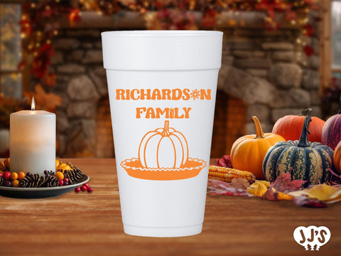 Pumpkin Pie Thanksgiving Custom Foam Cups - JJ's Party House: Birthday, Balloons & Custom Party Favors