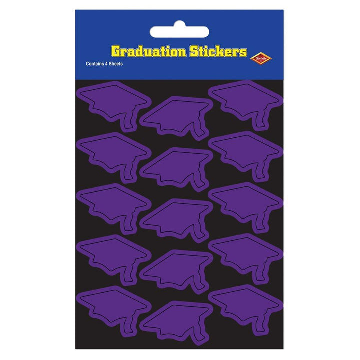 Purple Grad Cap Stickers 60ct - JJ's Party House