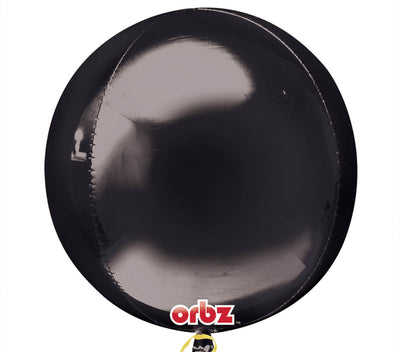 Black Round Orbz Balloon 16''