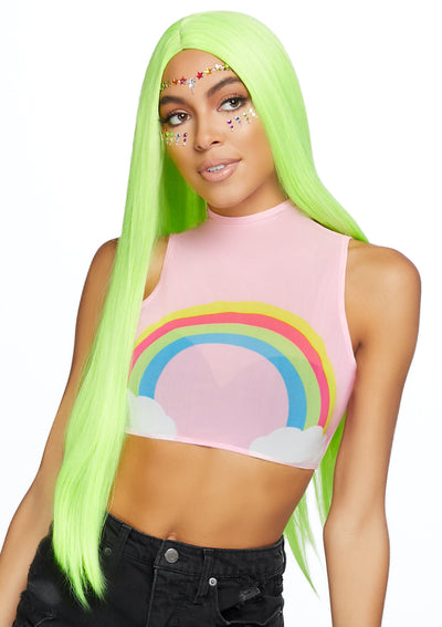 Long Straight Center Part Blacklight Wig