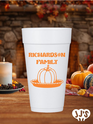 Pumpkin Pie Thanksgiving Custom Foam Cups