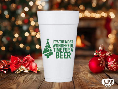 Wonderful Time For a Beer Christmas Custom Foam Cups