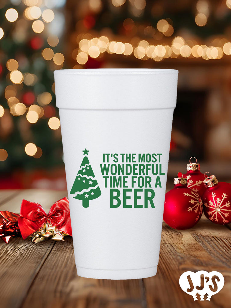 Wonderful Time For a Beer Christmas Custom Foam Cups