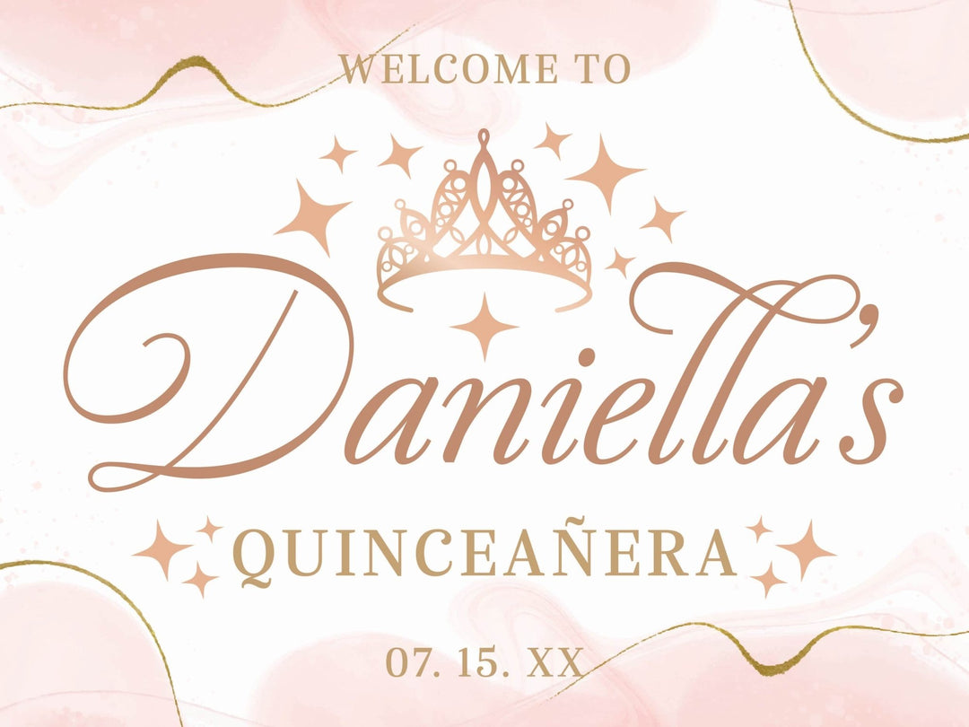 Quinceanera Welcome Sign: Quinceanera Tiara Welcome Sign - JJ's Party House: Custom Party Favors, Napkins & Cups