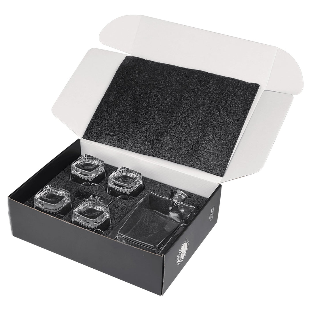 Rectangle Glass Decanter Set w/ Four Glasses - JJ's Party House: Custom Party Favors, Napkins & Cups
