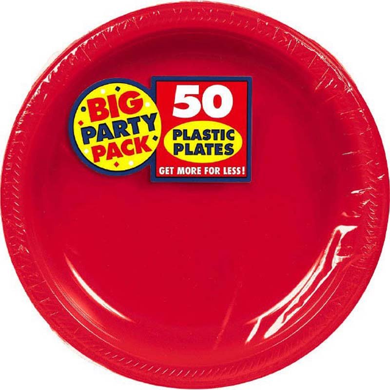 Red Dessert Plates 50ct - JJ's Party House: Custom Party Favors, Napkins & Cups