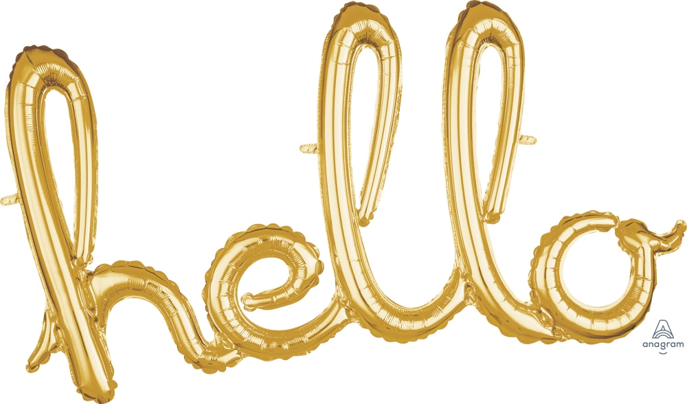 Hello Gold Phrase Balloons