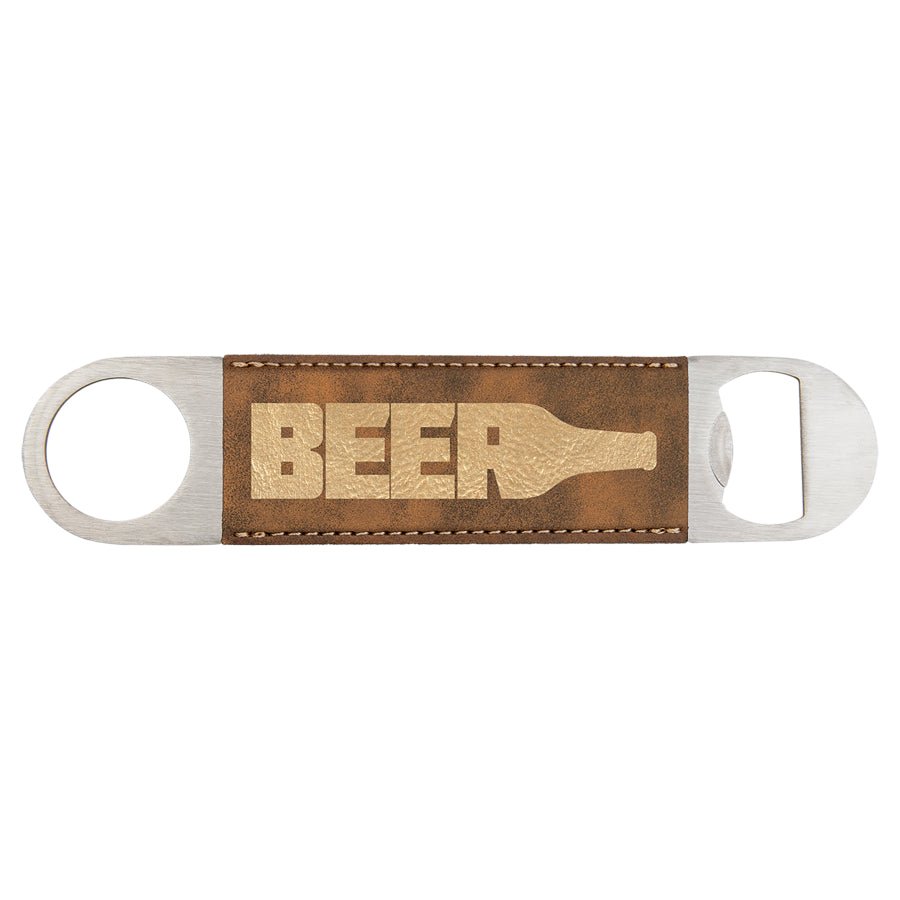 Rustic/Gold Laserable Leatherette Bottle Opener - JJ's Party House: Birthday, Balloons & Custom Party Favors