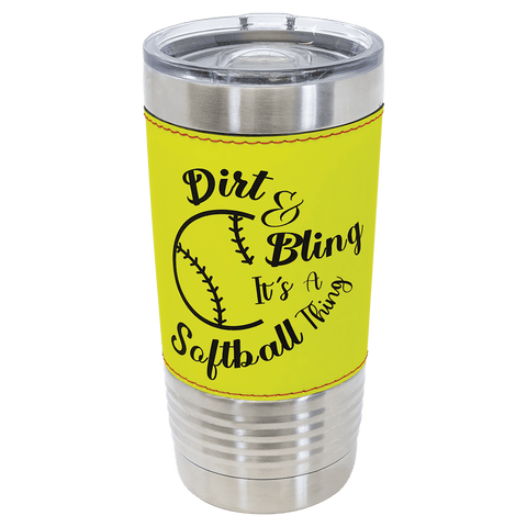 Custom Engraved Softball Leather Tumbler