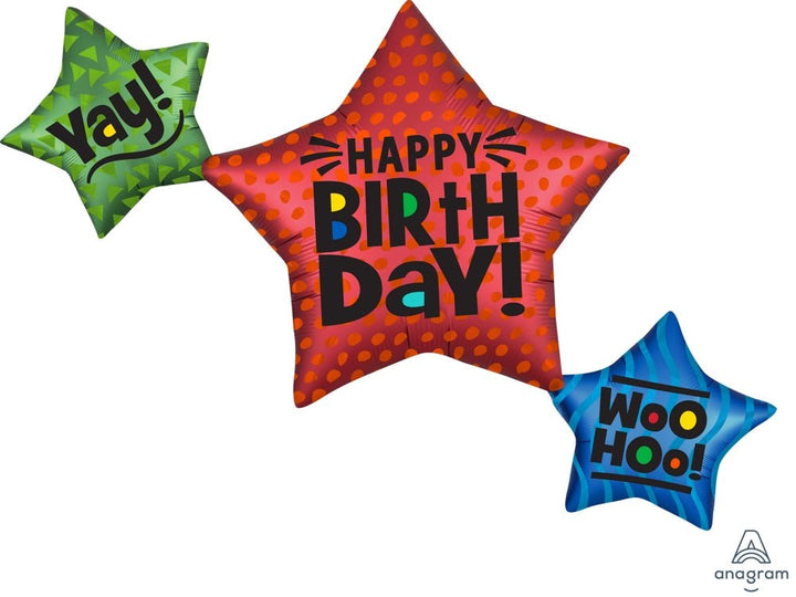Satin Star Birthday Jumbo BLN - JJ's Party House: Custom Party Favors, Napkins & Cups