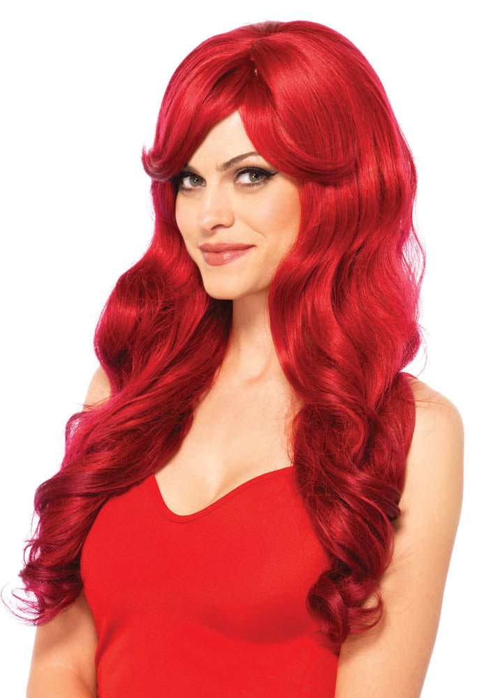 Sexy Long Wavy Wig LEG - A2722 RED - JJ's Party House: Birthday, Balloons & Custom Party Favors