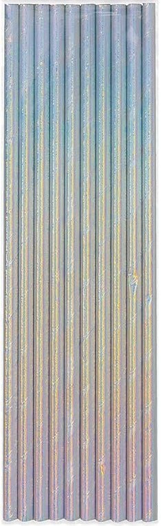 Silver Iridescent Foil Paper Straws, 10ct - JJ's Party House: Birthday, Balloons & Custom Party Favors