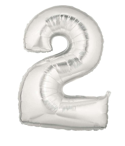 Silver Number 2 Balloon 34'' - JJ's Party House: Birthday, Balloons & Custom Party Favors