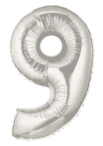 Silver Number 9 Balloon 34'' - JJ's Party House: Birthday, Balloons & Custom Party Favors