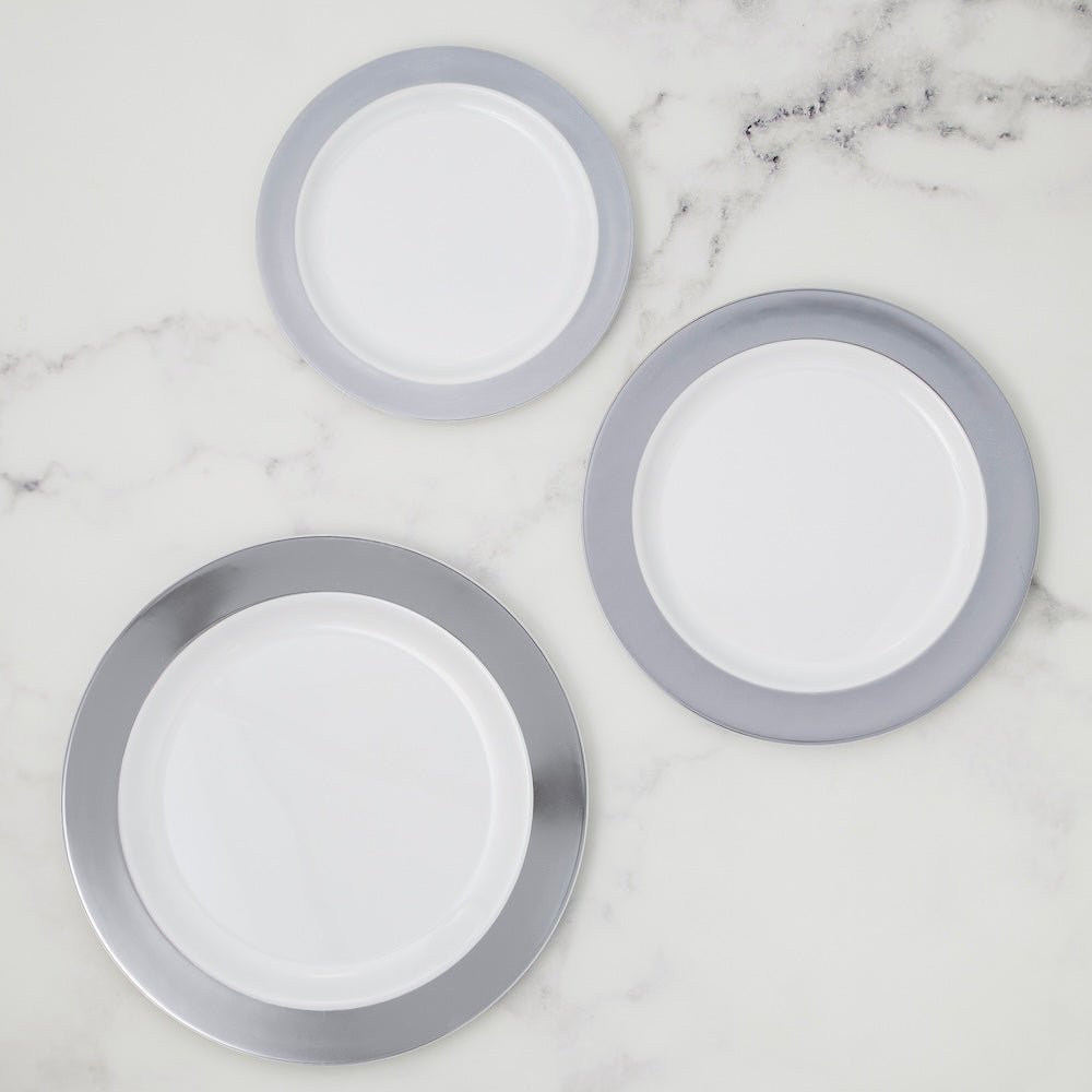 Silver Rim Premium 10" Luncheon Plastic Plates, 10ct - JJ's Party House McAllen, TX